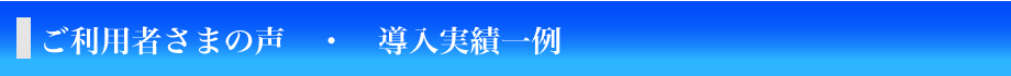 ご利用者さまんお声・導入実績一例